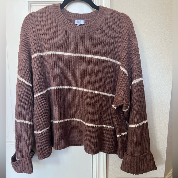 TOBI Elena Striped Sweater Mocha - Picture 3 of 4